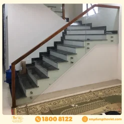Cầu thang gỗ kính CTGK10