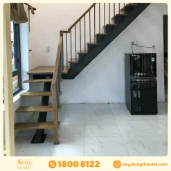 Cầu thang sắt ốp gỗ CTSOG6