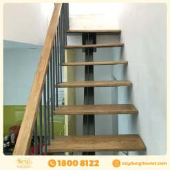 Cầu thang sắt ốp gỗ CTSOG6
