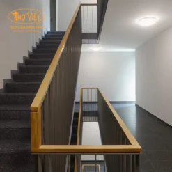 Cầu thang sắt tay vịn gỗ ctstvg10