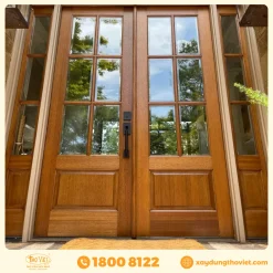 Cửa kính cường lực khung gỗ CKCLKG2