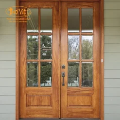 Cửa kính cường lực khung gỗ CKCLKG2