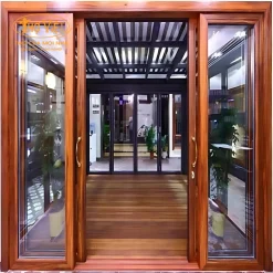 Cửa kính cường lực khung gỗ CKCLKG3