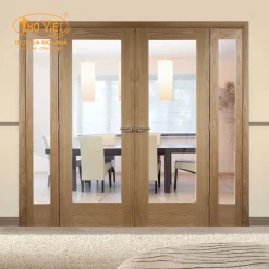 Cửa kính cường lực khung gỗ CKCLKG5