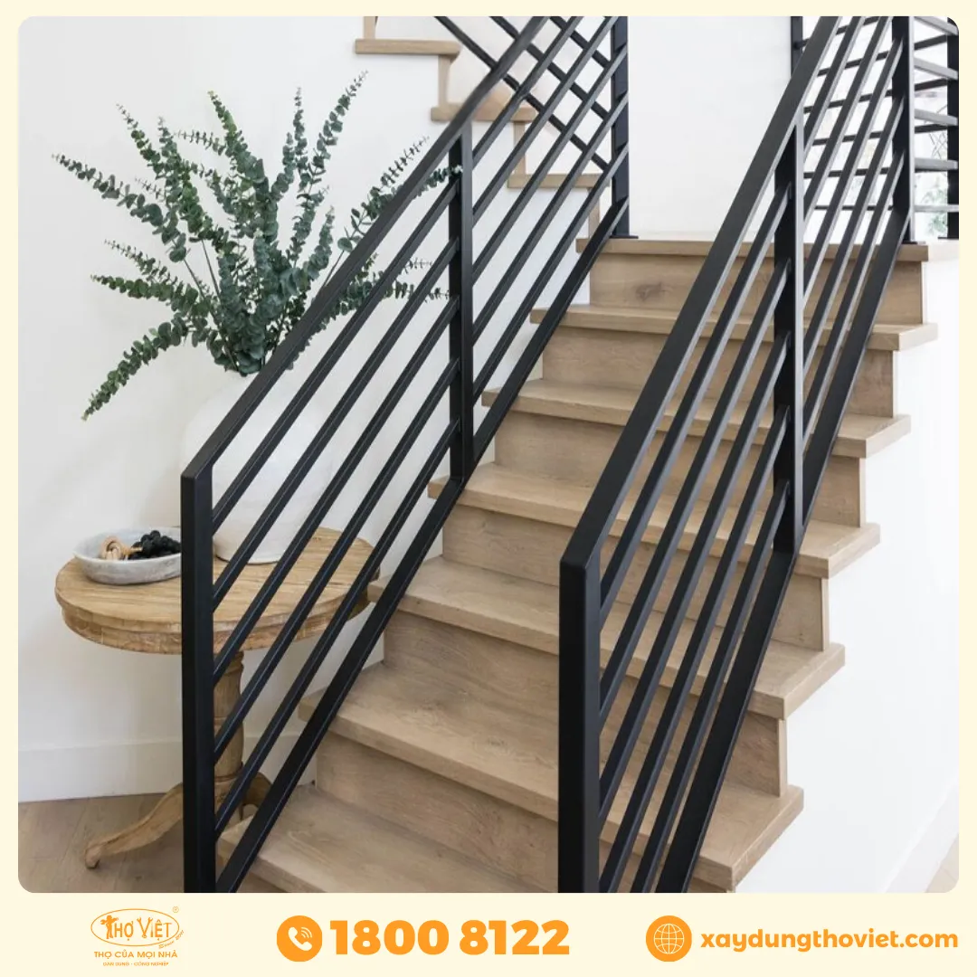 Lợi ích khi sử dụng cầu thang sắt ốp gỗ