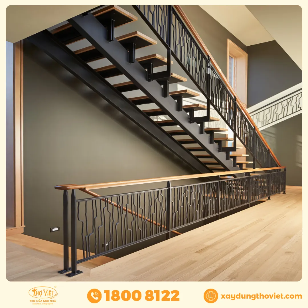Quy trình thi công cầu thang sắt ốp gỗ - Xây dựng Thợ Việt