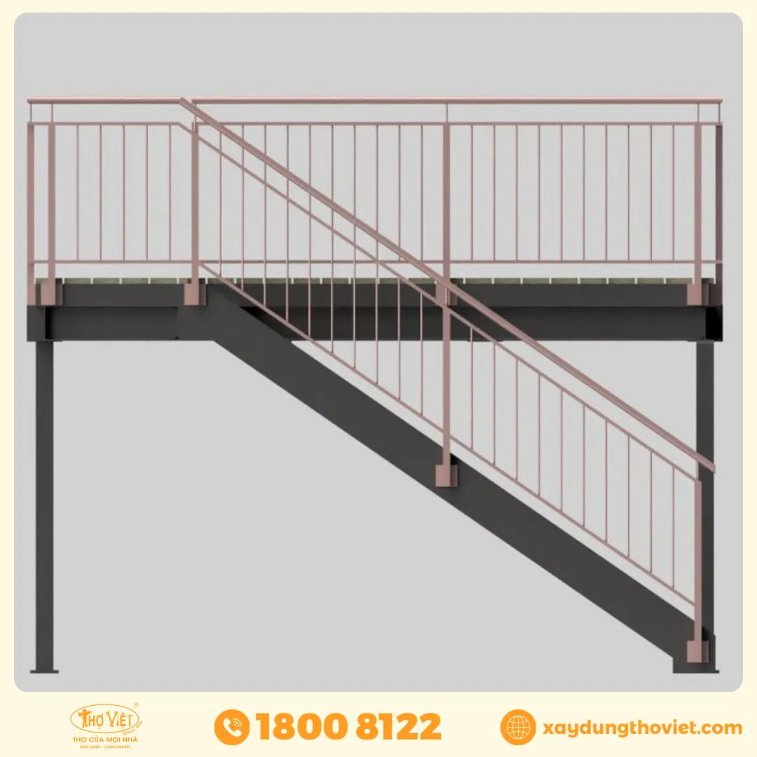 Cấu tạo thang sắt tay vịn gỗ