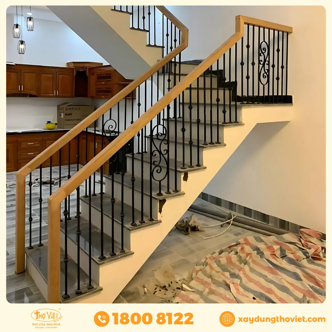 Quy trình thi công cầu thang sắt ốp đá