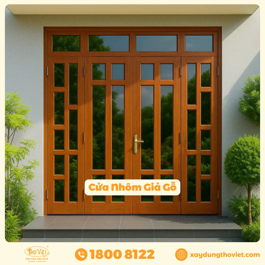 cửa nhôm giả gỗ