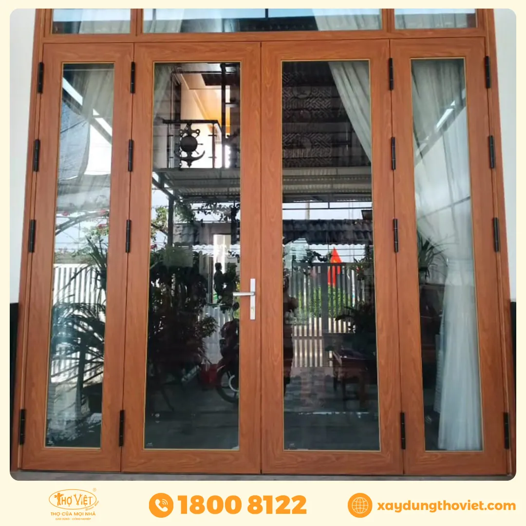 cửa nhôm giả gỗ