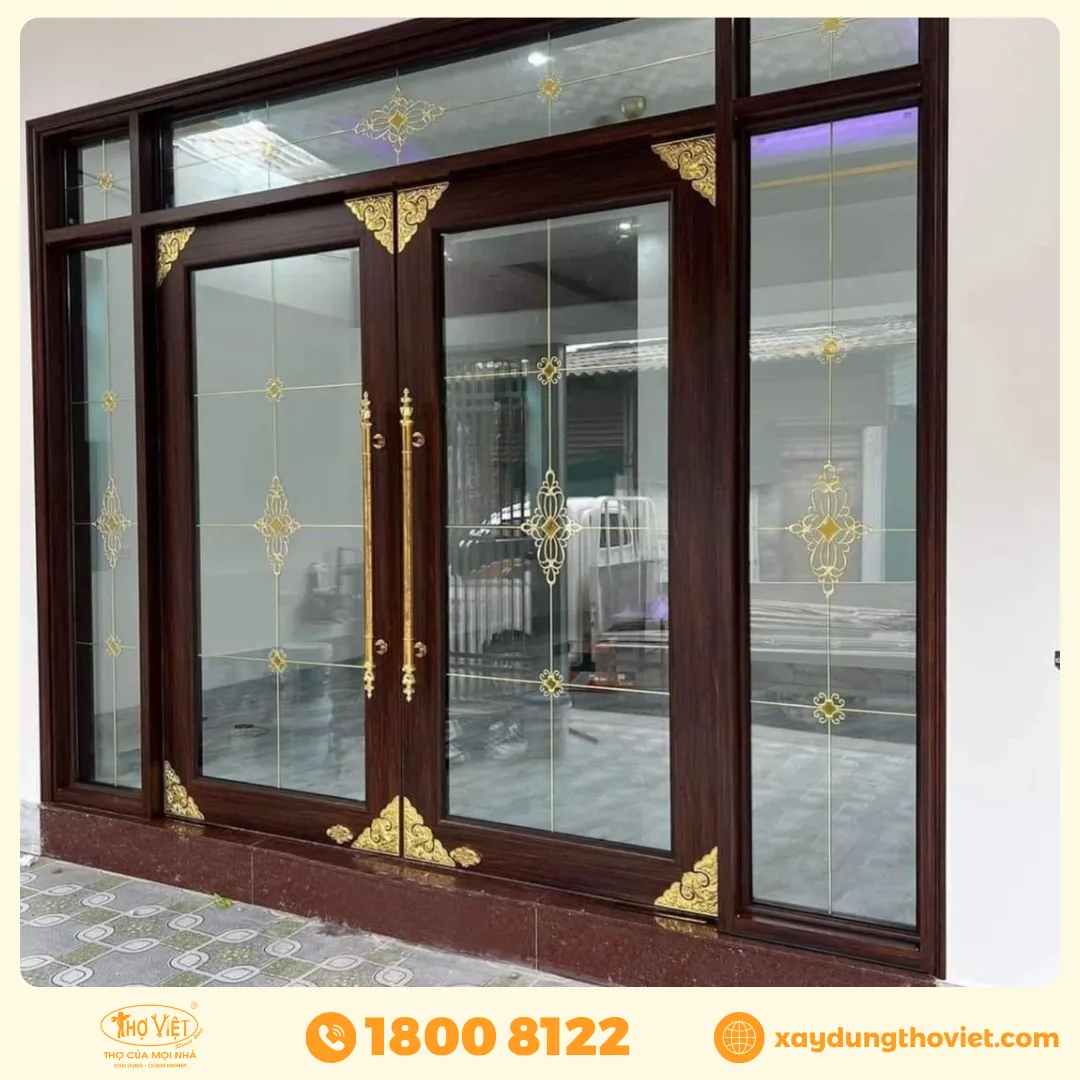 cửa nhôm giả gỗ