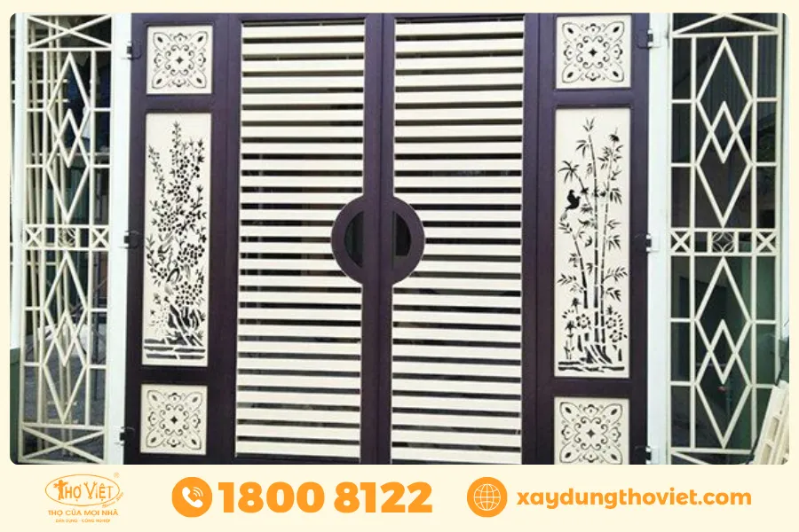 mẫu cửa cổng sắt 4 cánh đẹp đơn giản